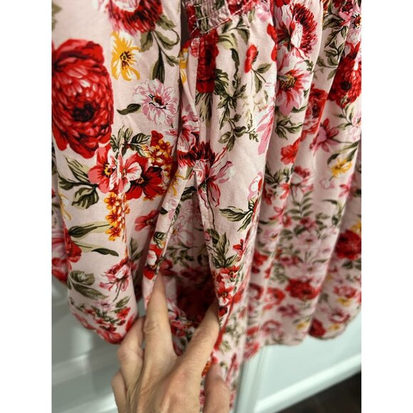 Old Navy Floral Print Long Sleeve Square Neck Smocked Mini Dress Sz S Babydoll - Picture 6 of 9